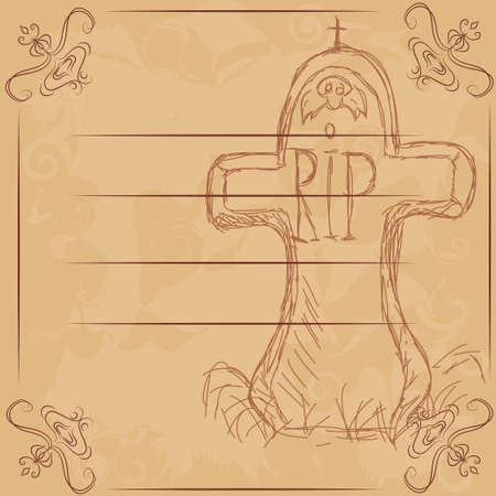R.I.P. Vector illustration,  headstone, banner for halloween. card. background.のイラスト素材