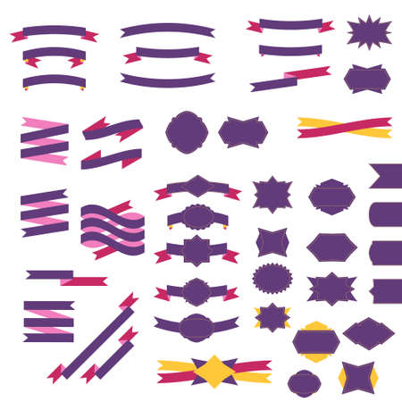 Flat ribbons and badges setのイラスト素材