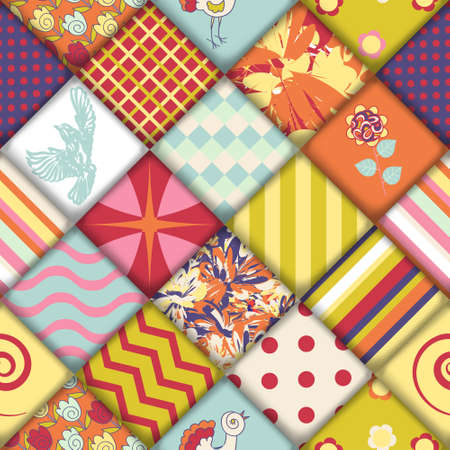 Quilt block seamless patternのイラスト素材