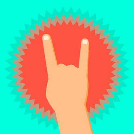 You rock flat design poster template with a devil's horns signのイラスト素材