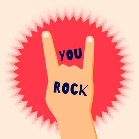 You rock flat design poster template with a devil's horns signのイラスト素材