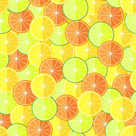 Citrus  lemon, lime and orange fruits seamless patternのイラスト素材