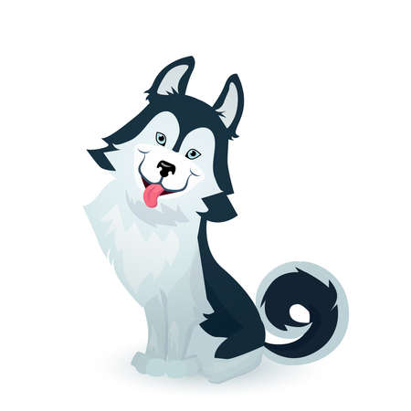 Happy husky puppy, cartoon dog character.のイラスト素材