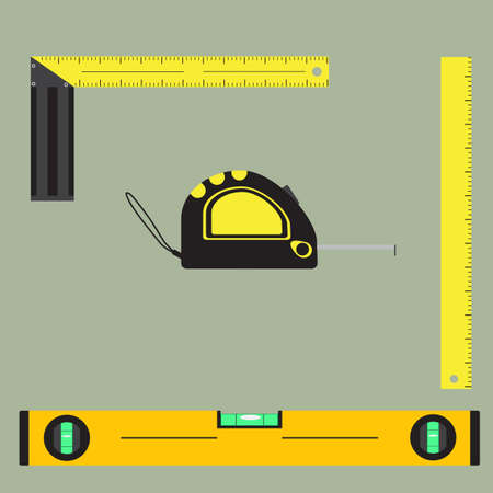 Flat vector images of measuring tools isolated on a light backgroundのイラスト素材