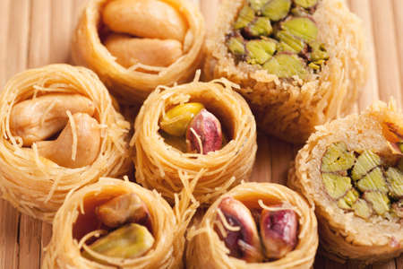 Oriental sweets in assortment close-up macro shot