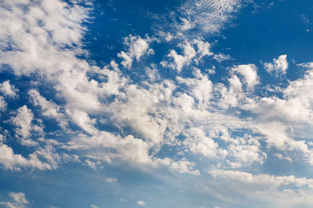 Beautiful blue sky with soft white cloudsの写真素材