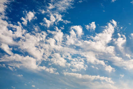 Beautiful blue sky with soft white cloudsの写真素材