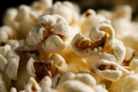 Popcorn closeup macro shot, selective focusing, soft lightの写真素材