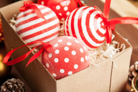 Set of different christmas decorations closeup shotの写真素材