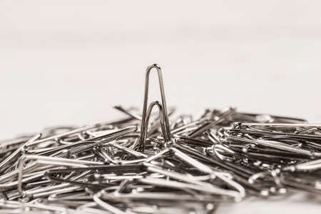 Metal paper clips macro shot, selective focusの写真素材