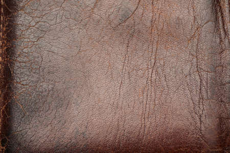 Used dark black leather surface, abstract textureの写真素材