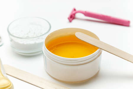 Tools for depilation on a white background, closeupの写真素材