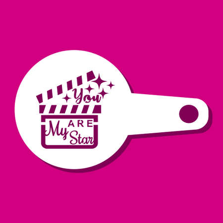 You are my star coffee stencil for drawing picture on macchiato, cappuccino, latte. Elegant silhouette template for cutting. Clapperboard and stars. Cinema theme. Vector illustration.のイラスト素材