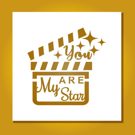 You are my star stencil. Elegant silhouette template for cutting. Clapperboard and stars. Cinema theme. Vector illustration.のイラスト素材