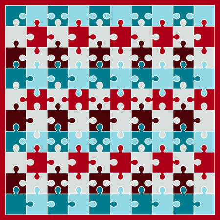 Jigsaw colorful puzzle blank template of 100 pieces. square orientation. vector illustrationのイラスト素材