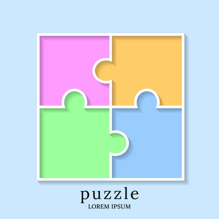 colorful puzzle icon - jigsaw pieces and dialogue and discussion, vector icon of talk or chat icon. Logic game templateのイラスト素材