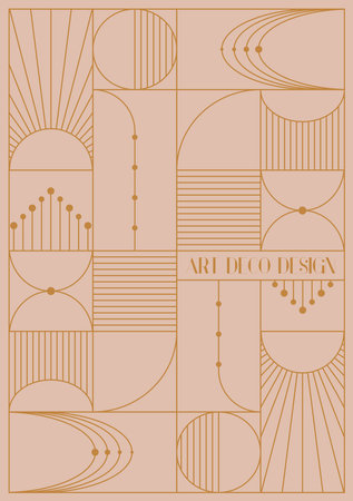 Book, notebook, planner cover design template. Art Deco style abstract geometric gold pattern, background. presentation cover. vector illustration.のイラスト素材