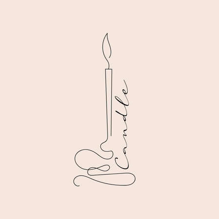 candle line art, minimalism icon vector illustrationのイラスト素材