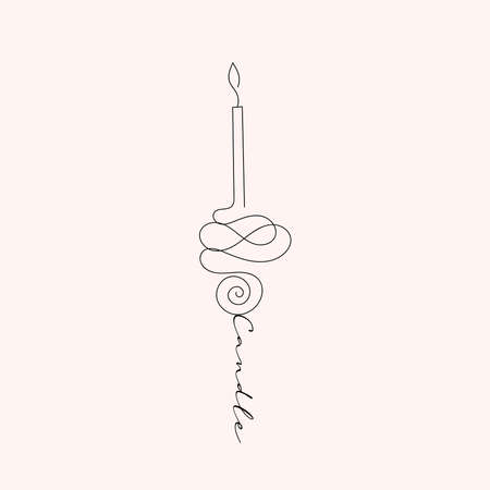 candle line art, minimalism icon vector illustrationのイラスト素材