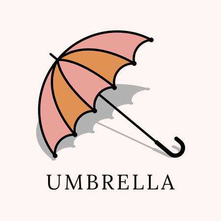 Umbrella with shadow, vector icon flat style illustration.のイラスト素材