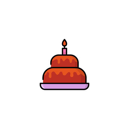 birthday cake with candle, design bakery icon for the banner, announcement. Isolated element on a...
