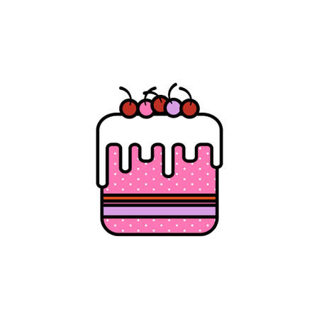 cake with berry, design bakery icon for banner, announcement. Isolated element on a white background.のイラスト素材