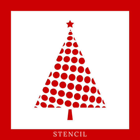 Abstract Christmas tree stencil. Template for journal, invitations, walls, wood and rocks art, cards DIY projects. Suitable for laser cutting, plotter cutting. winter holiday designのイラスト素材