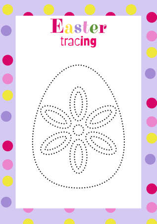 Easter egg tracing worksheet for kids handwriting practice. holiday activity page. Printable preschool educational game. Coloring page.Suitable for use with children in Preschool,のイラスト素材