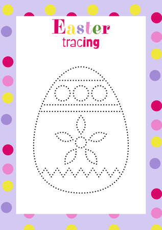 Easter egg tracing worksheet for kids handwriting practice. holiday activity page. Printable preschool educational game. Coloring page.Suitable for use with children in Preschool,のイラスト素材