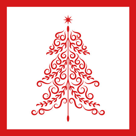 elegant figured Christmas tree stencil. Template for Christmas cards, invitations. Suitable for laser cutting, plotter cutting. Winter holiday design template.のイラスト素材