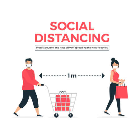 Social Distancing (Prevent Corona Virus COVID-19)のイラスト素材