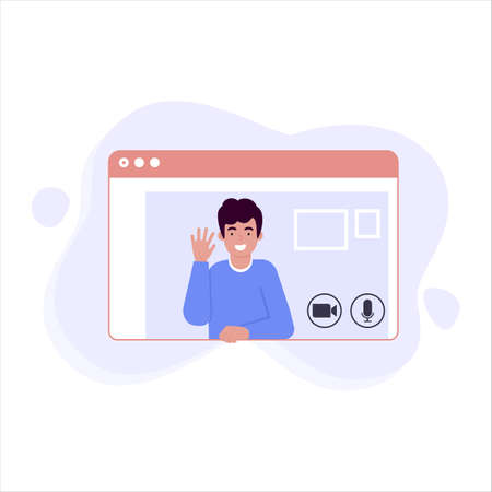 Working from home | Video conference | Webinarのイラスト素材