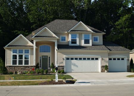 Large, newly constructed home in a suburb of Cleveland Ohioの写真素材