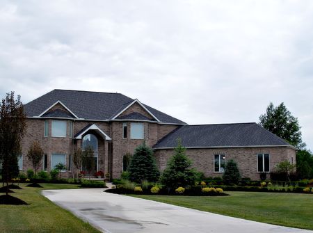 Large, newly constructed home in a suburb of Cleveland Ohioの写真素材