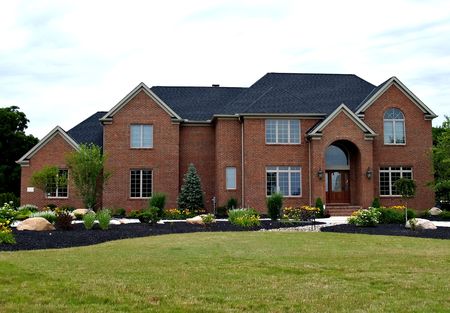 Large, newly constructed home in a suburb of Cleveland Ohioの写真素材