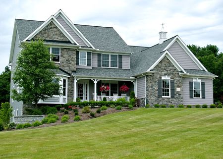 Large, newly constructed home in a suburb of Cleveland Ohioの写真素材