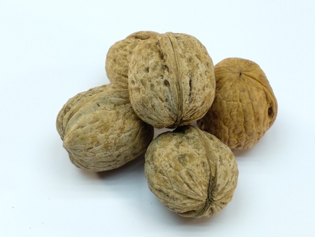 The nuts on a white back ground.
