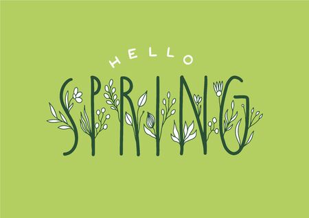 hello spring vector lettering typographyのイラスト素材