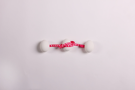 Isolated easter eggs on the white background.