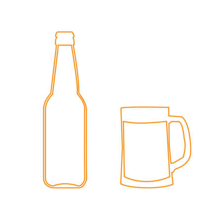 Icon beer bottles and mugs for beerのイラスト素材