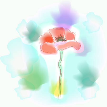 Vivid flower imitation of watercolor - vector illustrationのイラスト素材
