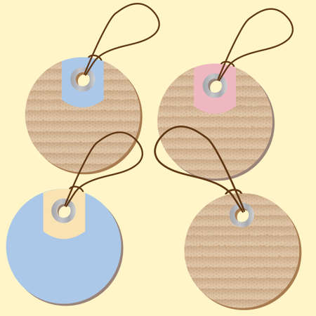 Round labels price tags with cardboard texture - vector illustrationのイラスト素材
