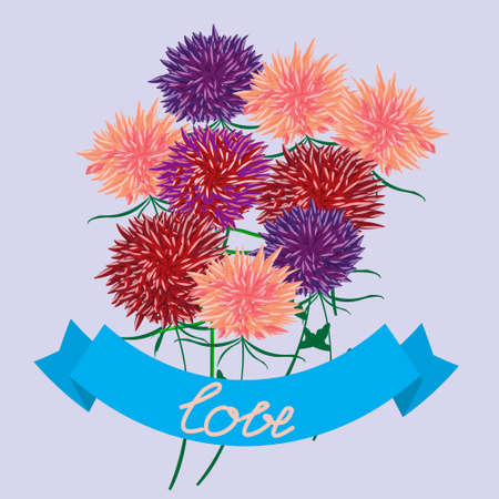 Vector written by hand -"love" text doodles with floral decorのイラスト素材