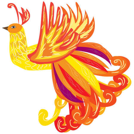 The Phoenix bird as a symbol of rebirth, illustration, the Firebird from Russian fairy tales