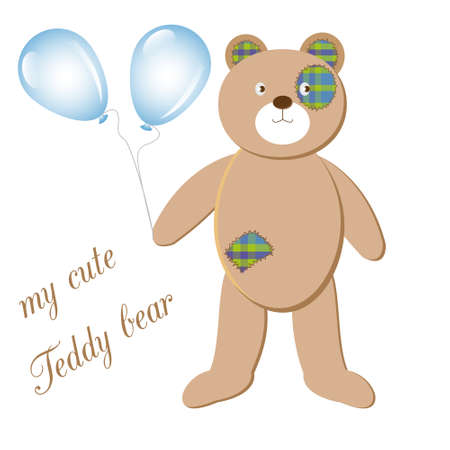 my cute Teddy bear with balloons on a white backgroundのイラスト素材