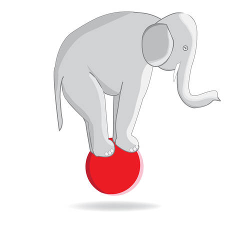 Circus elephant on the ball. The performance of an elephant in the circus.のイラスト素材