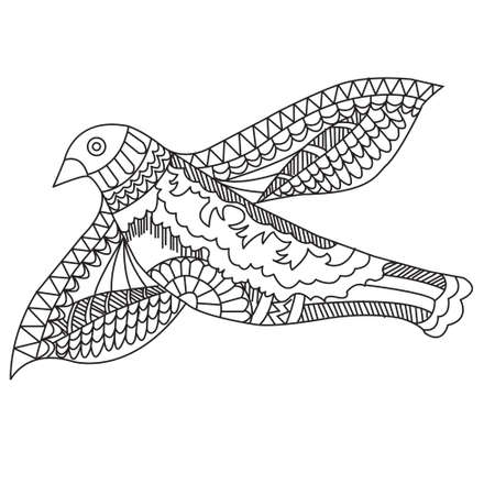 Doodle drawing flying birds, vector illustrationのイラスト素材