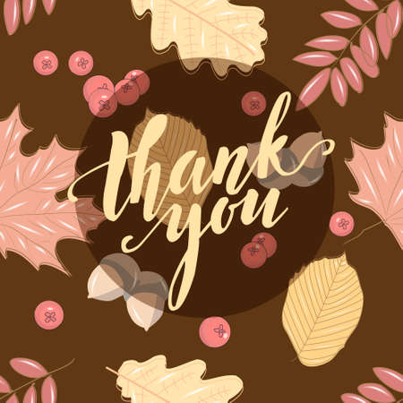 Autumn seamless pattern with leaf, The inscription, the lettering on the theme of autumnのイラスト素材