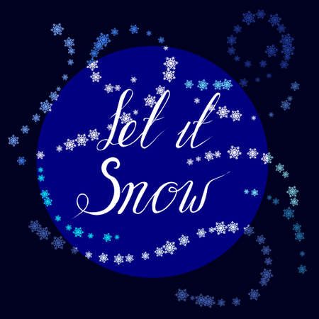 Vector illustration with hand drawn lettering on a dark background. "Let it snow" lettering on invitations and greeting cards, prints and posters. Design calligraphic chalkのイラスト素材