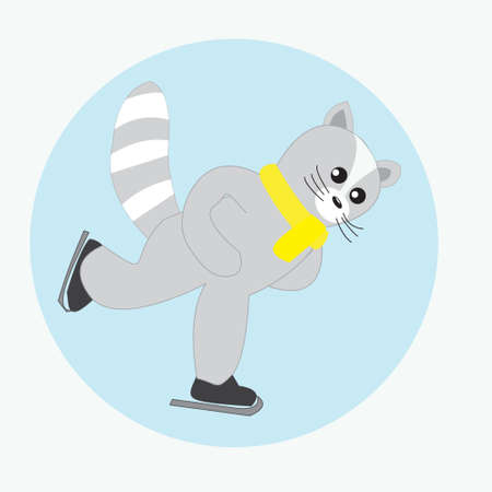 Cat skater. Funny skater on skates. Abstract isolated illustration on white. Hand drawn vector illustration. Cartoon, Doodle.のイラスト素材